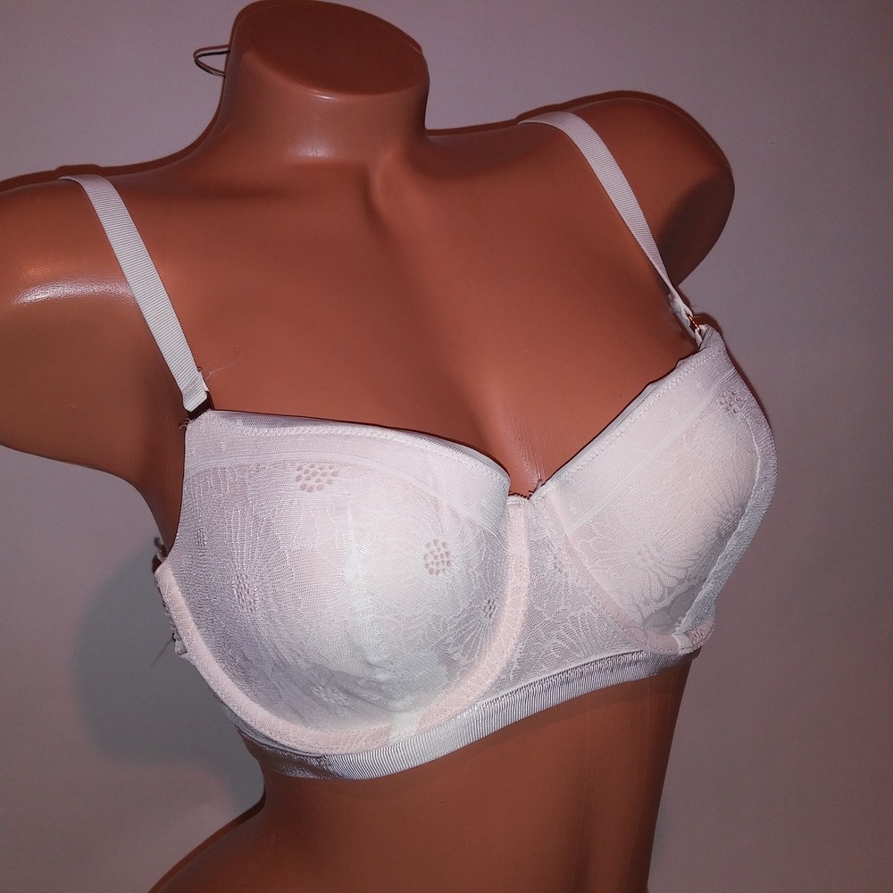Aerie Bra 36C Balconette Lightly Lined White Cream Lace Underwire